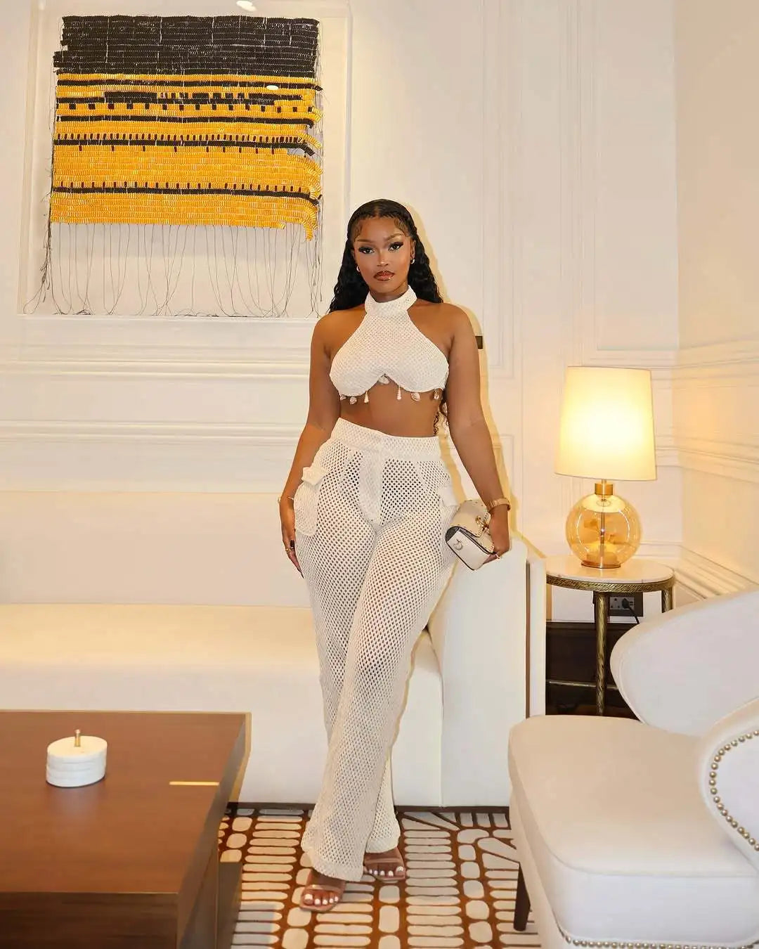 Sleeveless Two Piece Summer Top and Pants Set for Women
