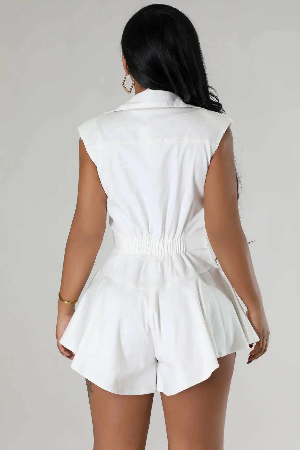 Sleeveless High Waist Jumpsuit With Stand Collar for Women