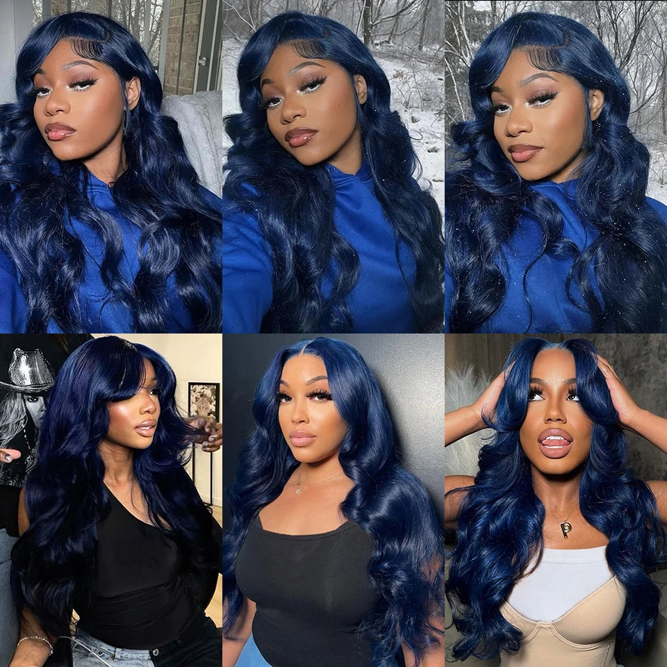 Midnight Blue Brazilian Body Wave Human Hair Wig for Women
