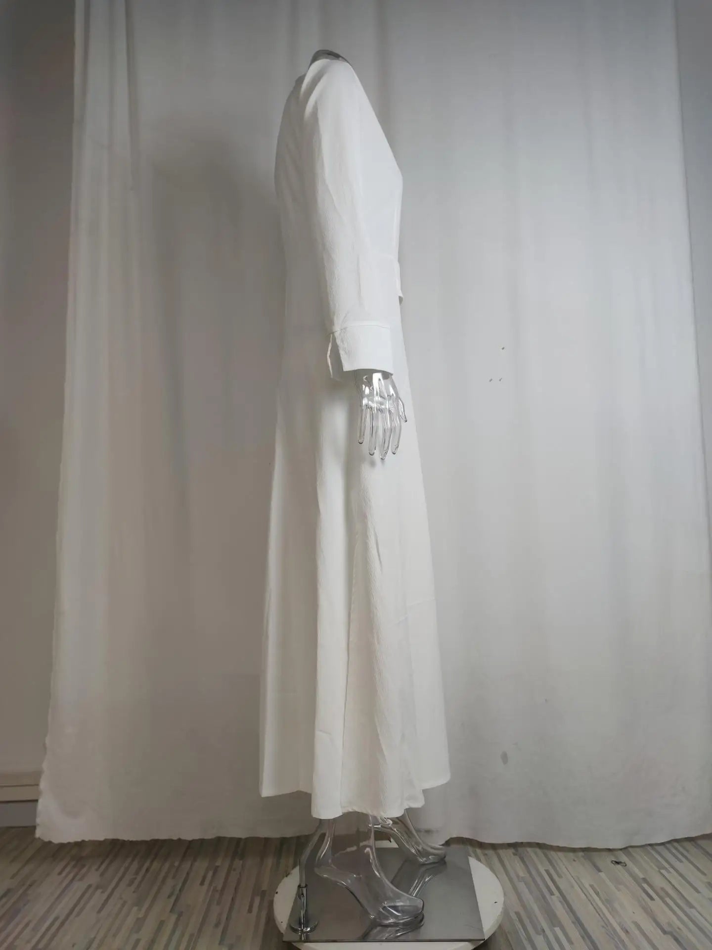Autumn Elegant Long Sleeve V Neck Shirt Dress for Women