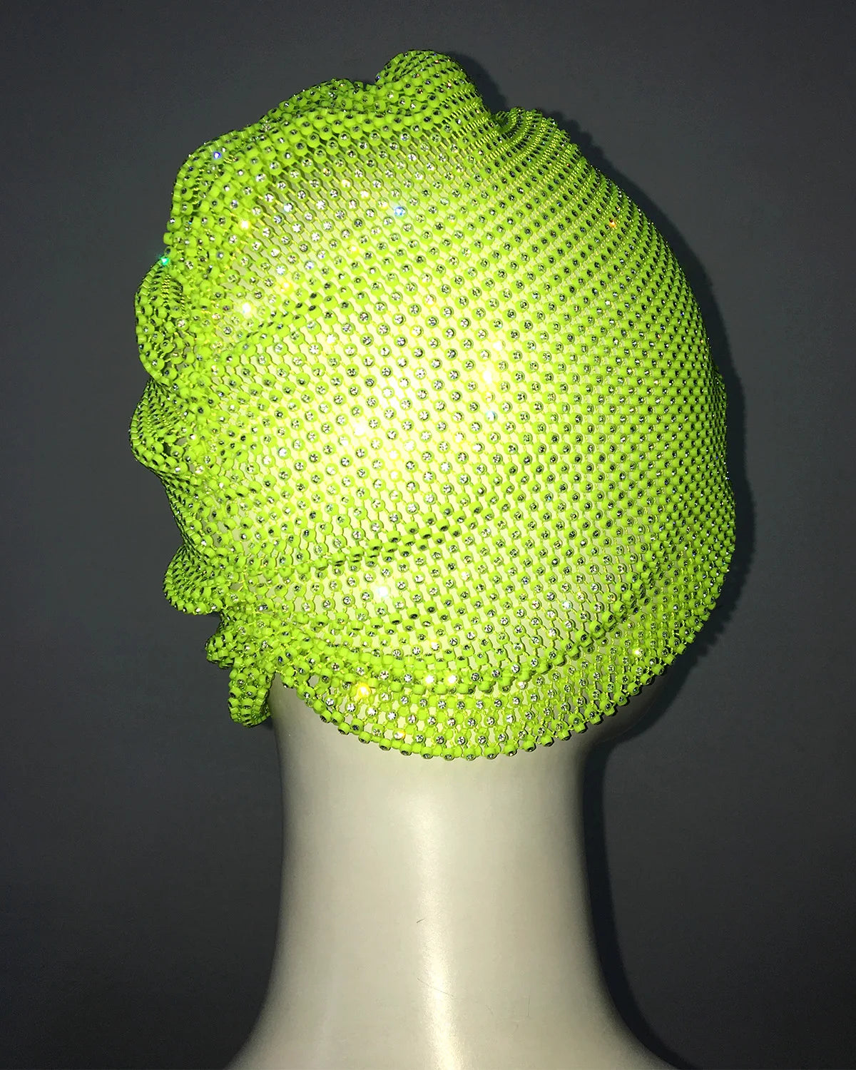 Sparkly Rhinestone Fishnet Turban Head Wrap for Women