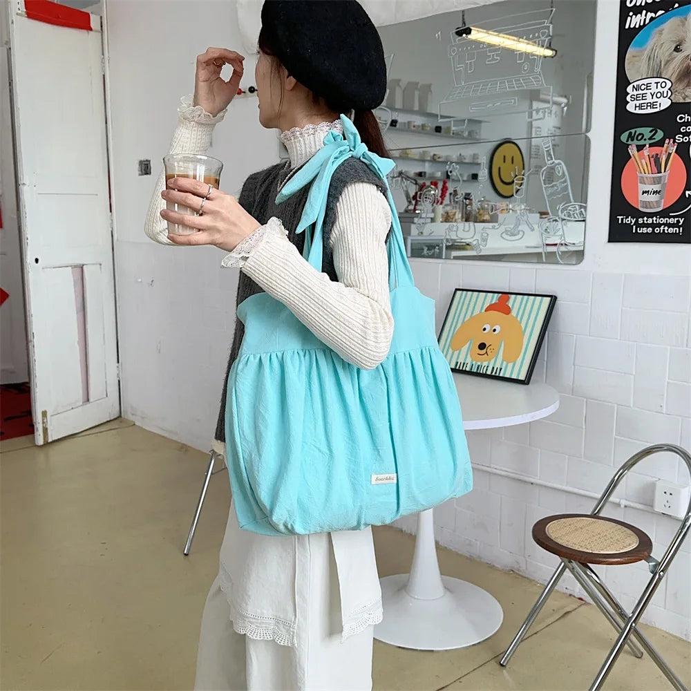 Casual Large Capacity Belted Canvas Tote Bag for Women