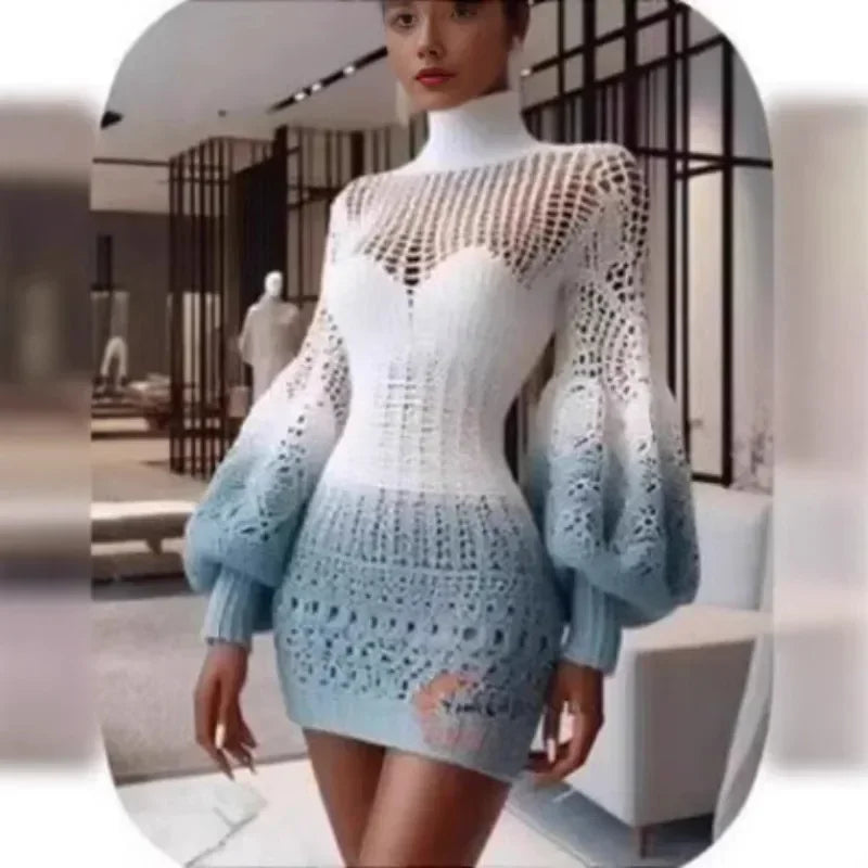 African Dresses for Women Summer Autumn African Long Sleeve O-neck Knitted Plus Size Mini Dress Outfits Dashiki African Clothing
