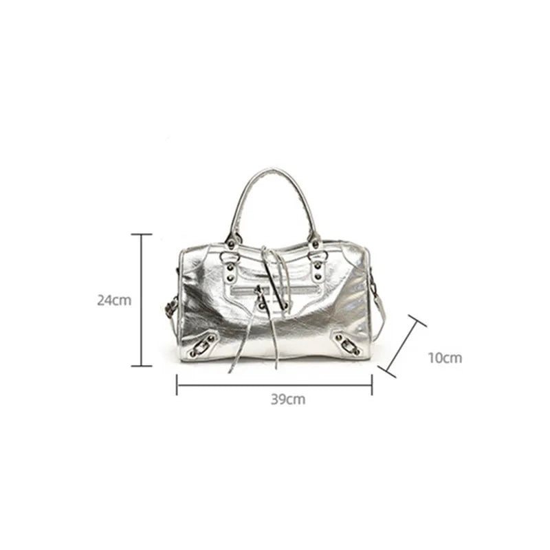 Rivet Embellished Faux Leather Tote Bag