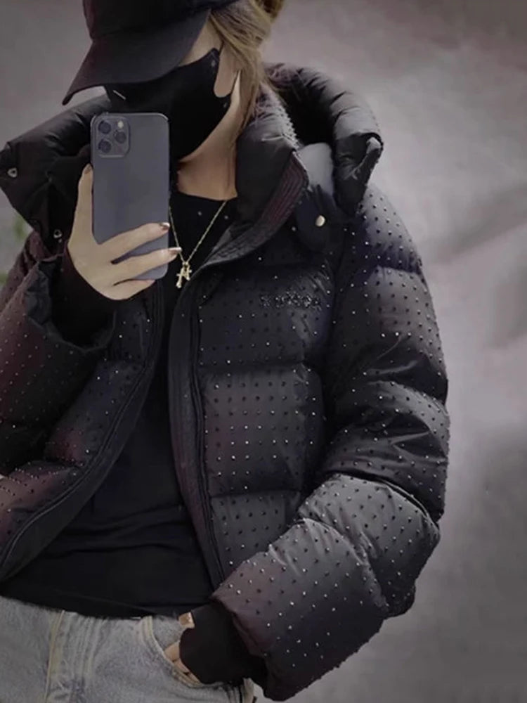 Lightweight Quilted Short Hooded Down Jacket for Women