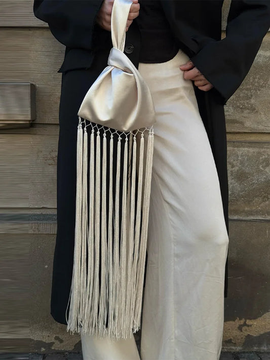 Satin Fringe Tassel Waist Bag