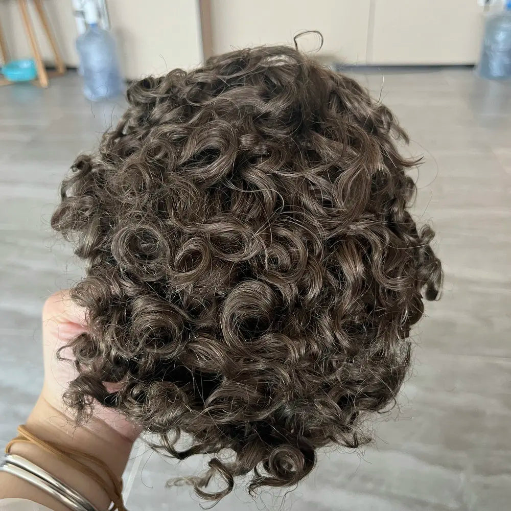 Curly Swiss Lace Front Hair Replacement Toupee for Women