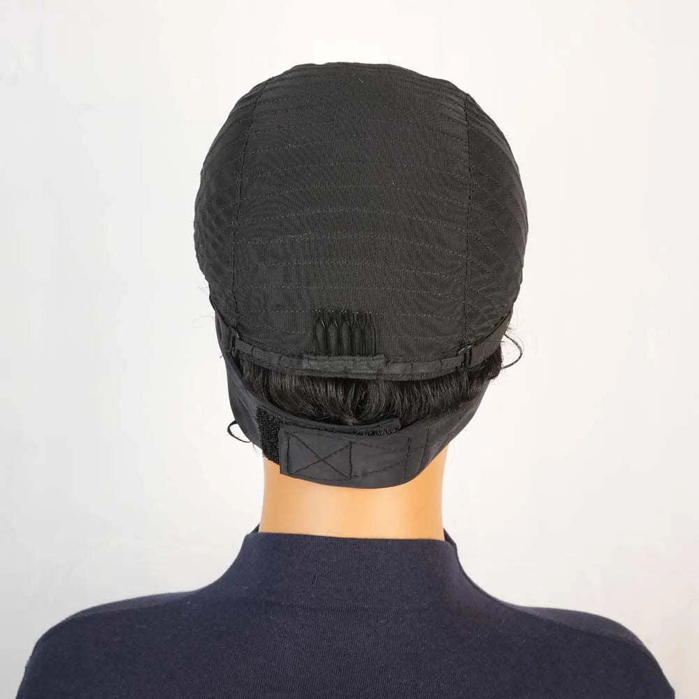 Headband Short Curly Pixie Cut Human Hair Wig for Women