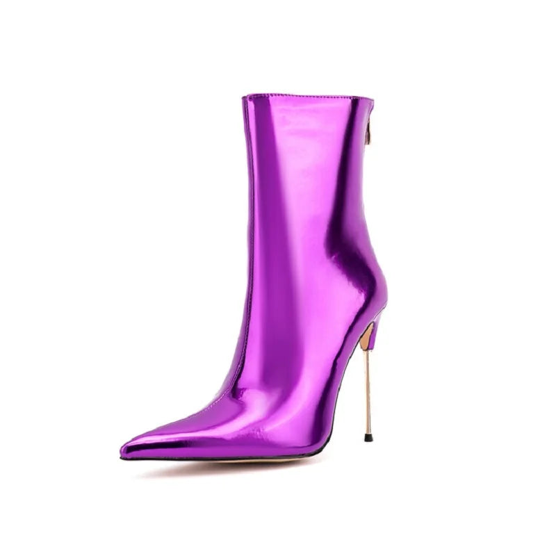 Glam Shiny Back Zipper Over The Knee Boots for Women
