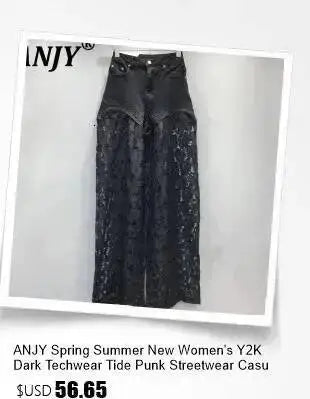 ANJY Autumn New Women's Streetwear Y2K Chic Fashion Safari Style Niche Personality Spliced Button Jeans Casual Denim Pants A7689