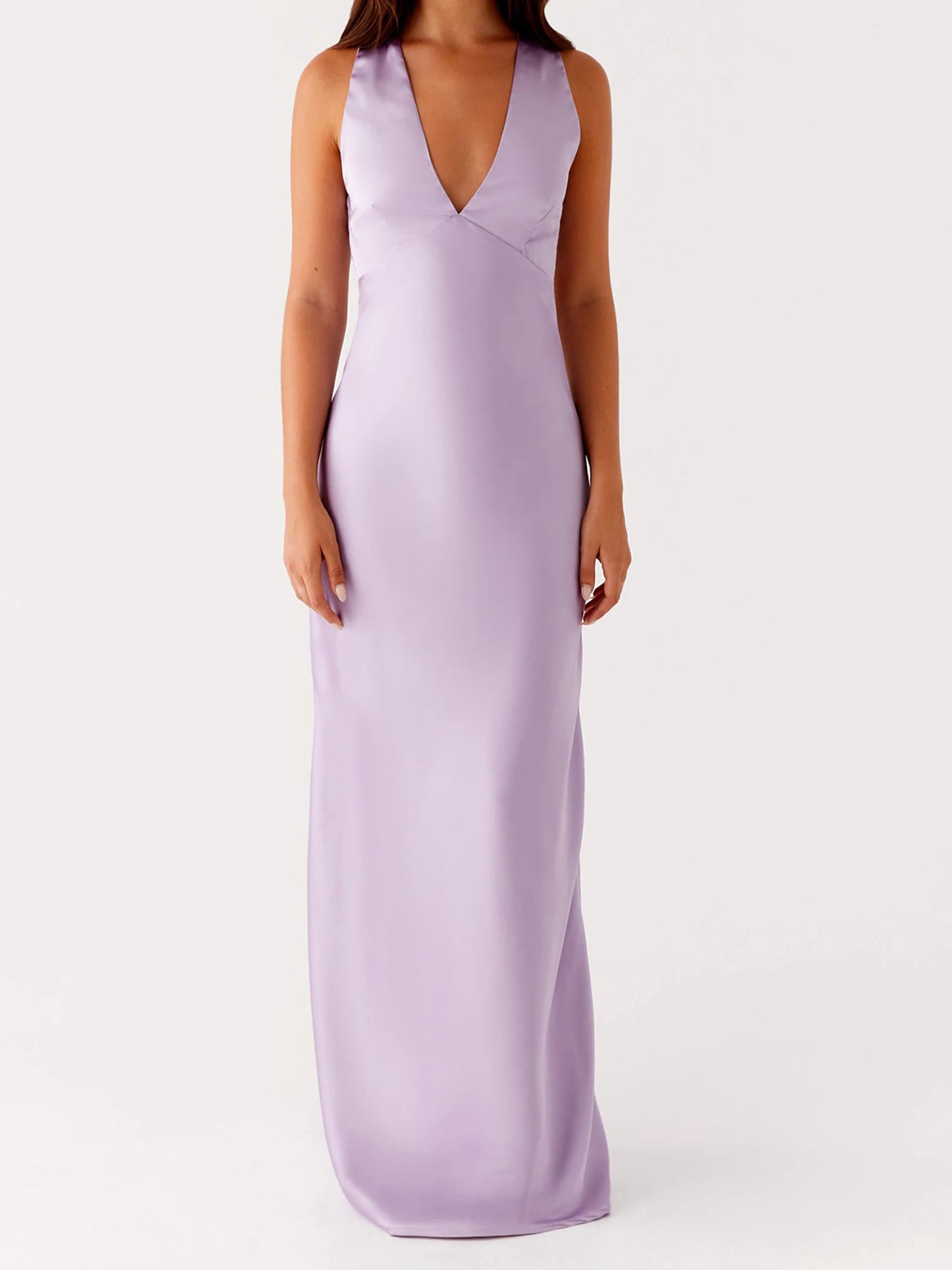 Women's Satin Halter Dress Solid Color Back Cross Elegant Slim Fit Dress for Party, Wedding