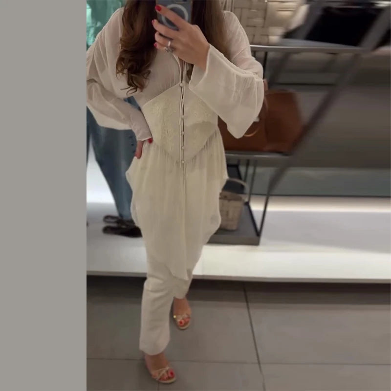 Elegant See-Through Patchwork Long Sleeve Top for Women