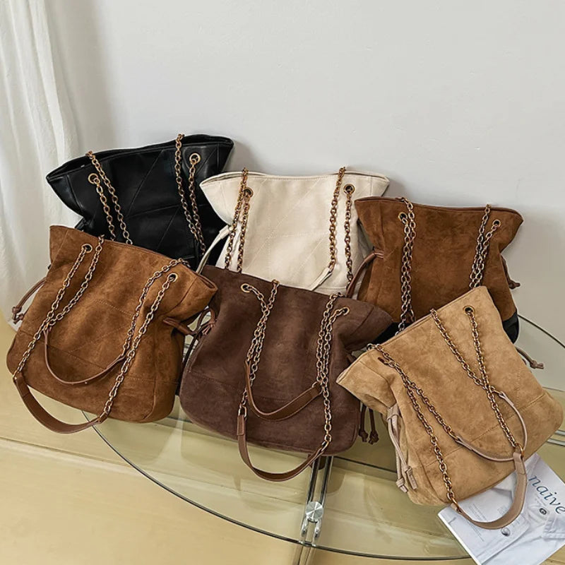 Brand Diamond-shaped Underarm Bag New Women Luxury Retro Fashion Versatile Drawstring Chain Bag Textured Hardware Shoulder Bag