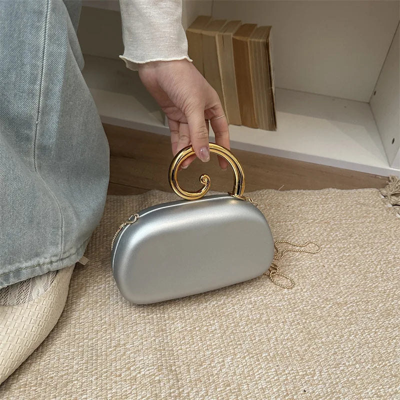 Sequined Irregular Handle Evening Clutch