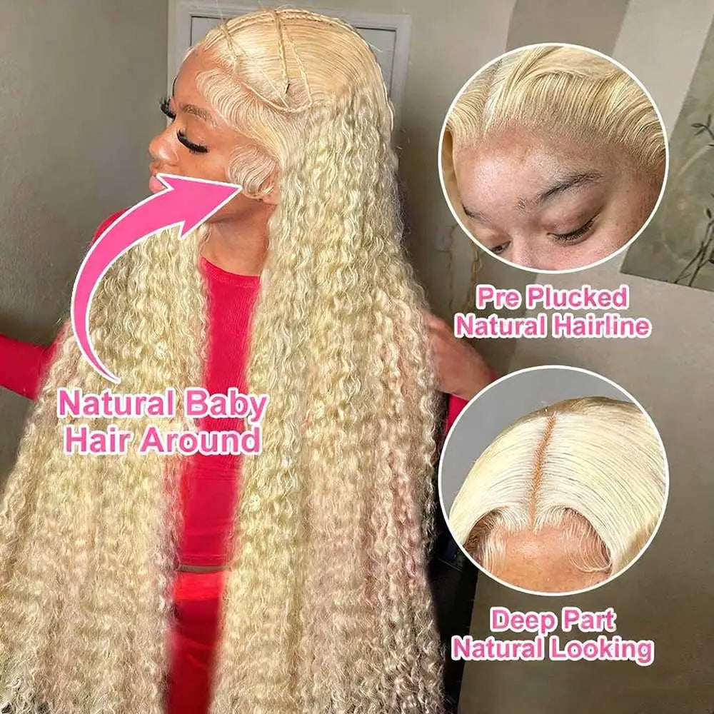 Deep Wave Blonde Lace Front Human Hair Wig for Women