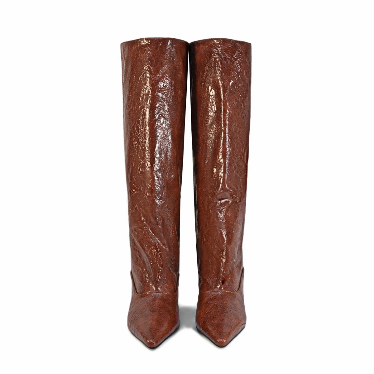 Crocodile Print Wide Shaft Kitten Heel Knee High Boots for Women