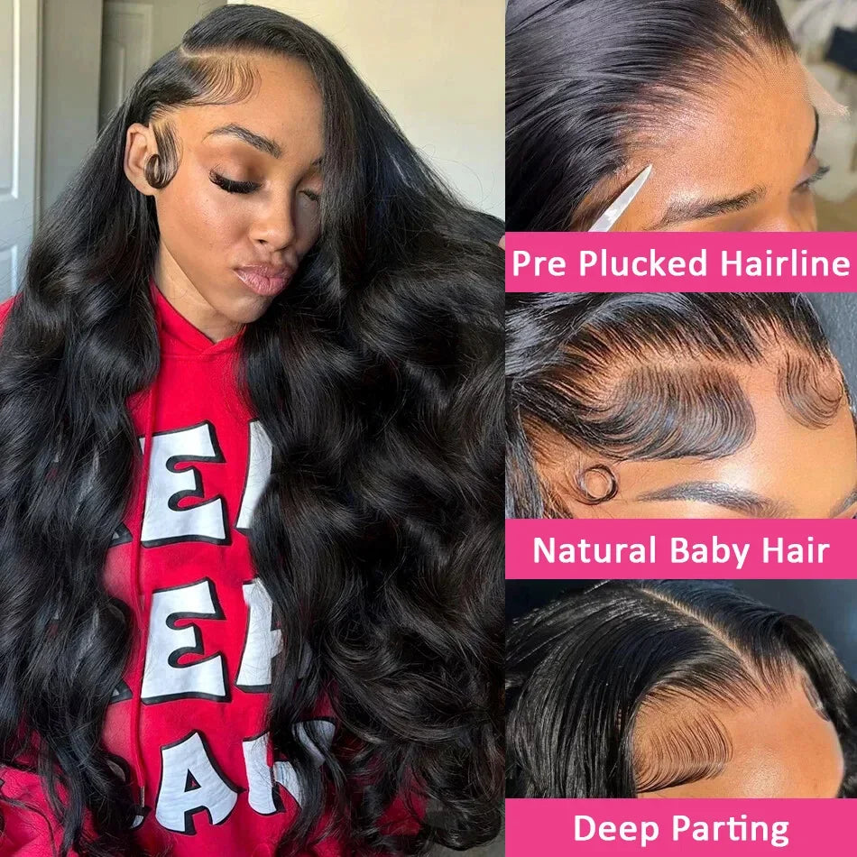 HD Transparent Body Wave Lace Frontal Human Hair Wig for Women