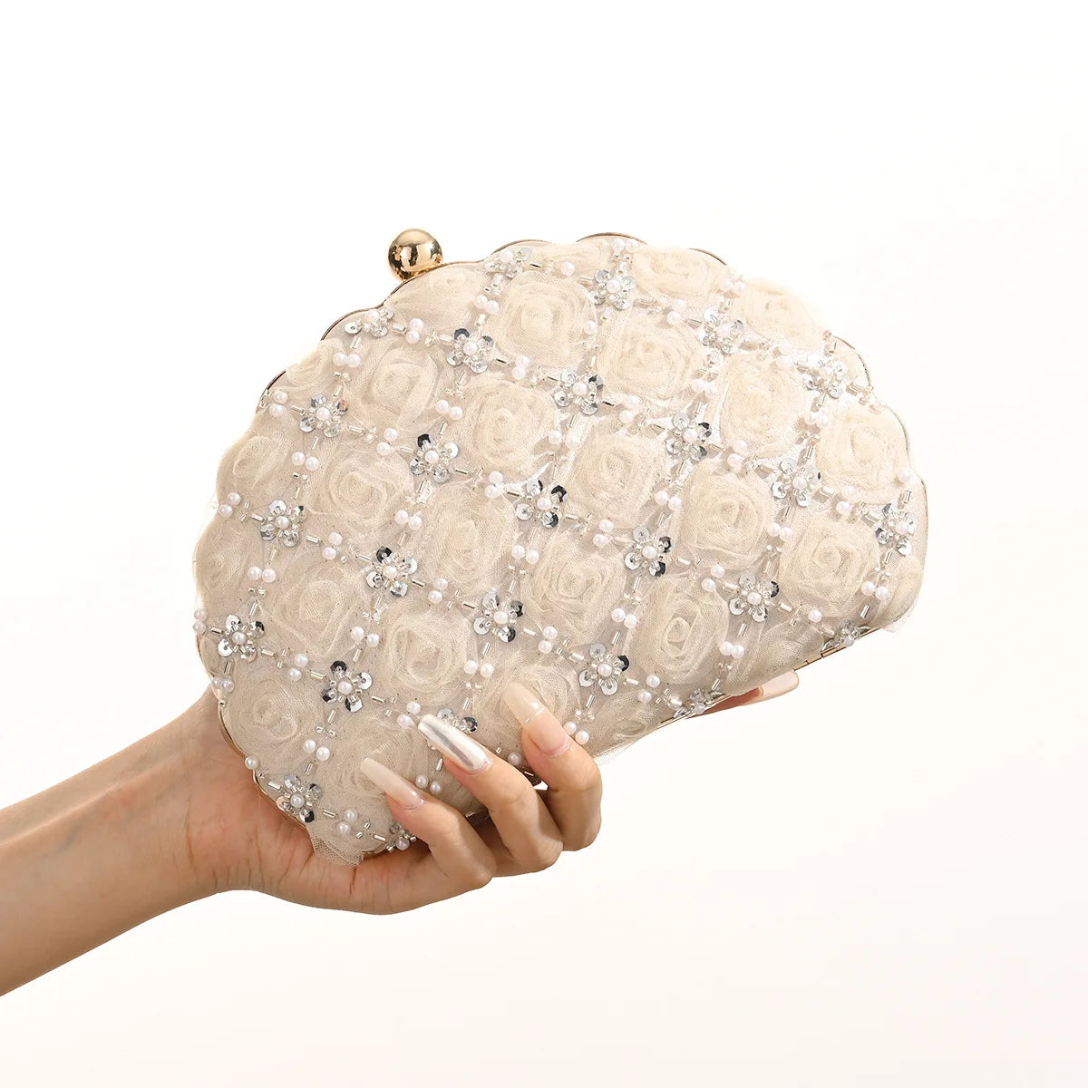 Floral Rose Hard Shell Evening Clutch Bag for Women
