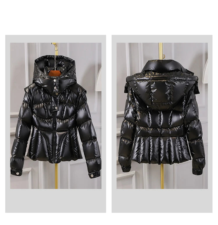 Glossy Hooded Down Jacket