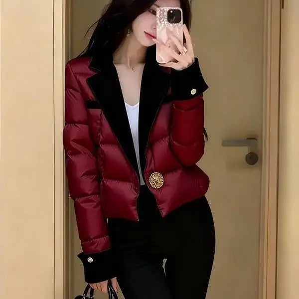Warm Winter Pink Cotton Jacket With Chic Minimal Design for Women