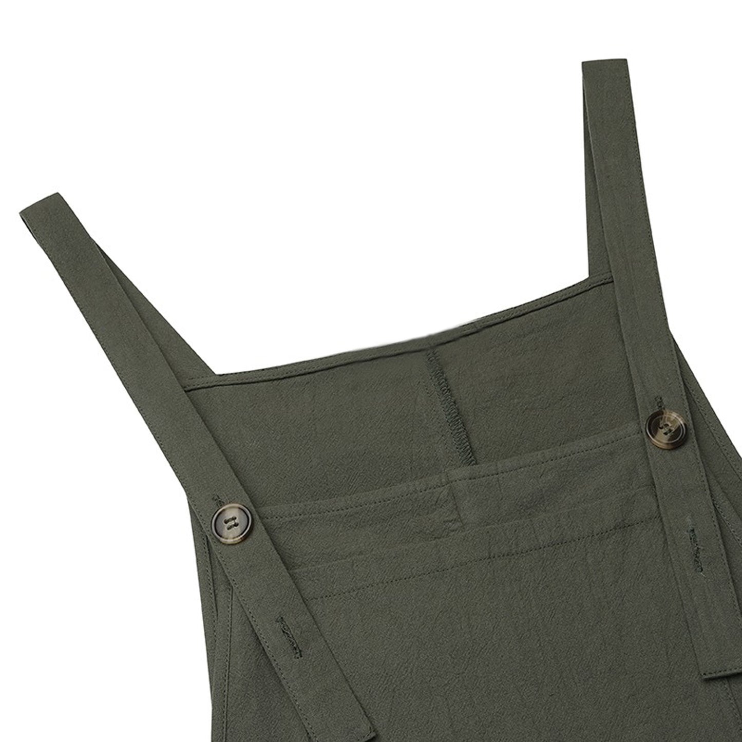 New Women Cotton and Hemp Loose Button Casual Backband Pants  Square Neck Sleeveless Shorts jumpsuit White/Black/Military Green