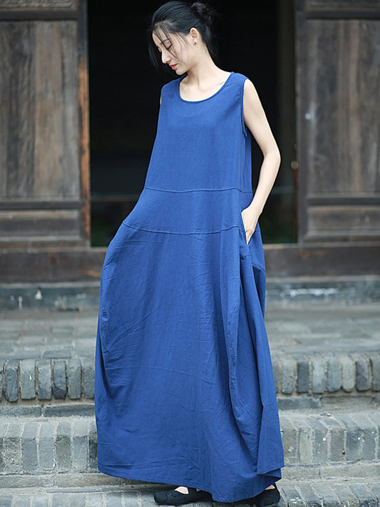 Sleeveless Linen A-Line Dress