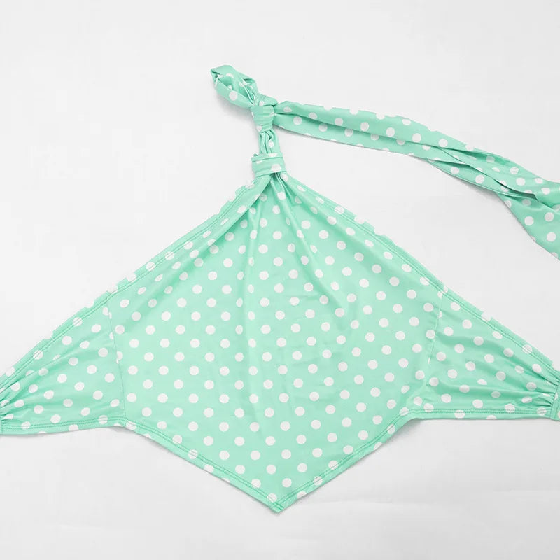 Polka Dot Print Halter Backless Tank Top Two Piece Set for Women