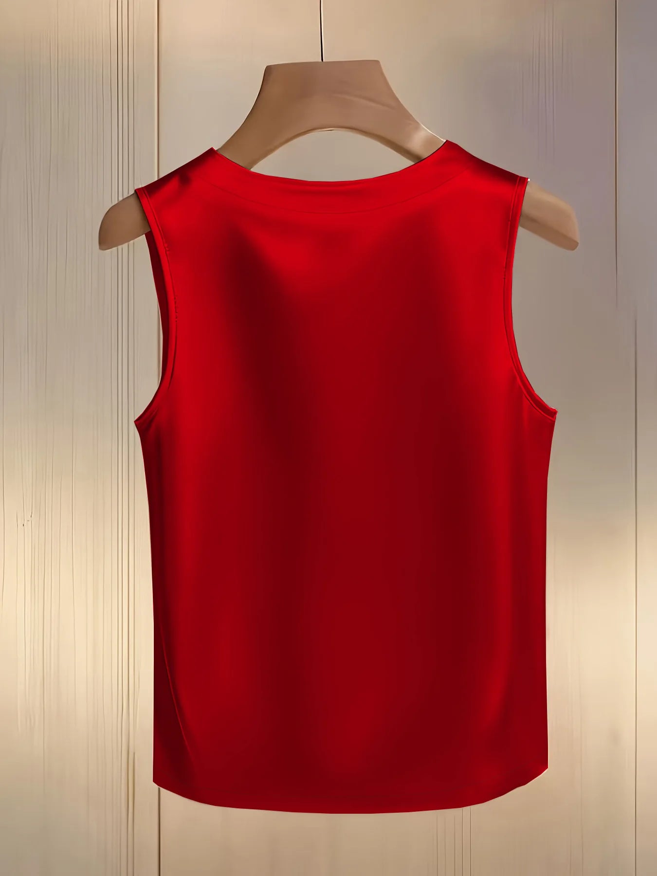 Loose Satin Beaded Pearl Decor Sleeveless Tank Top for Women