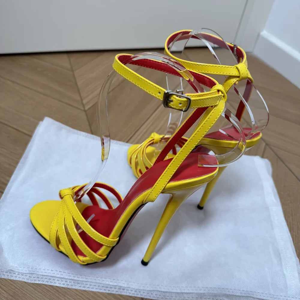 Ultra High Stiletto Heel Open Toe Strappy Sandals for Women