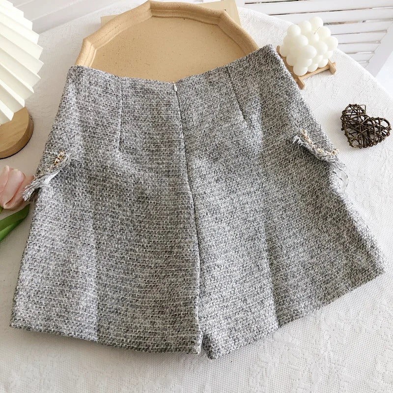 Tweed Double Breasted Tassel Shorts