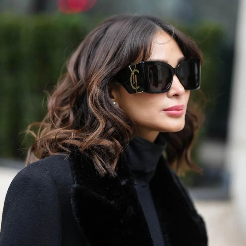 Retro Gold Gradient Square Frame Sunglasses for Women