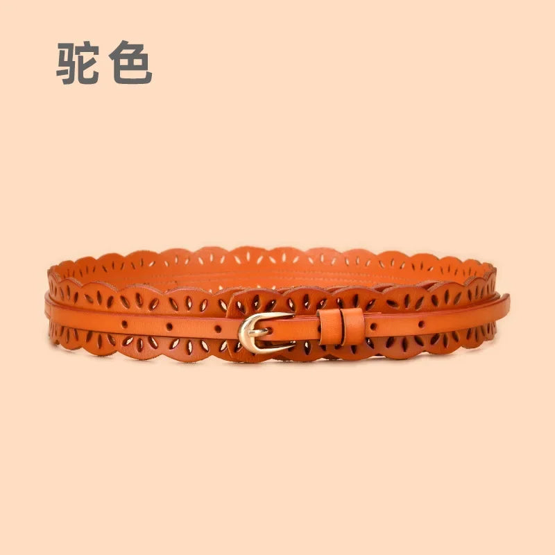 Soft Wide Hollow Out Leather Wraparound Belt for Women