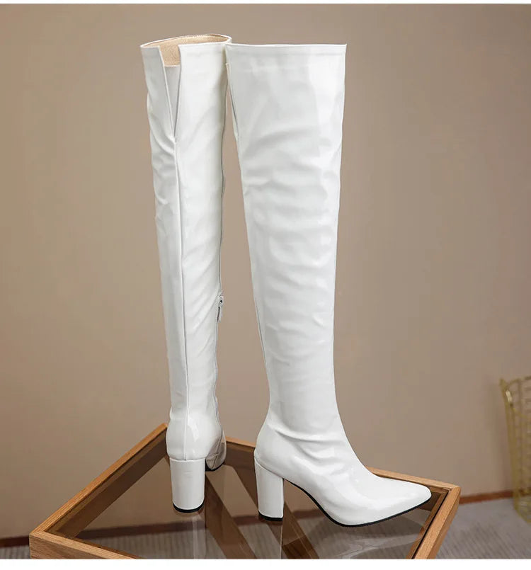 Sexy Over The Knee Boots Pointed Toe Zipper for Women