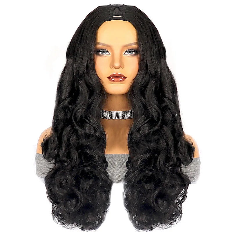 Heat Resistant Body Wave U Part Synthetic Wig for Women