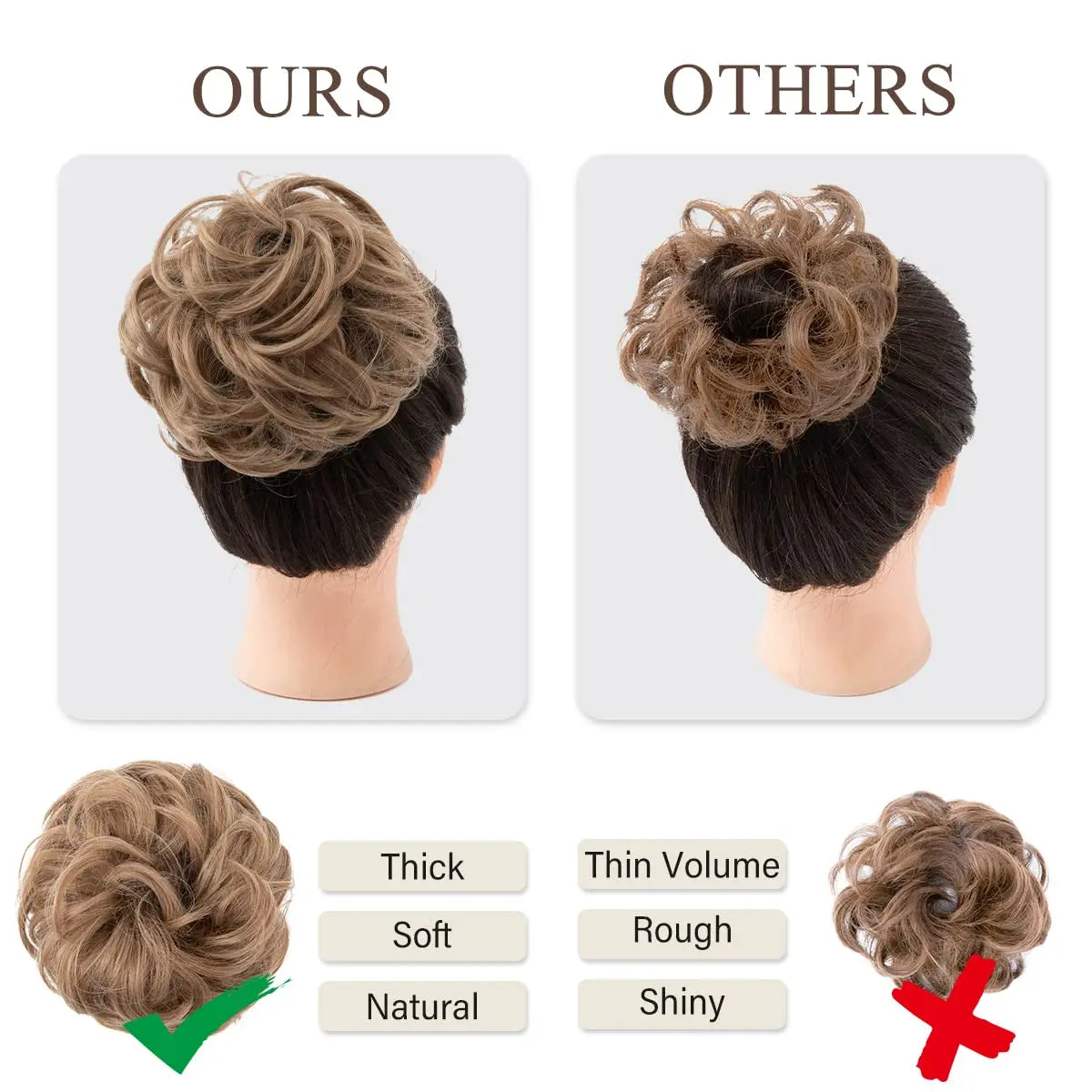 Wavy Curly Human Hair Messy Bun Hairpiece for Women