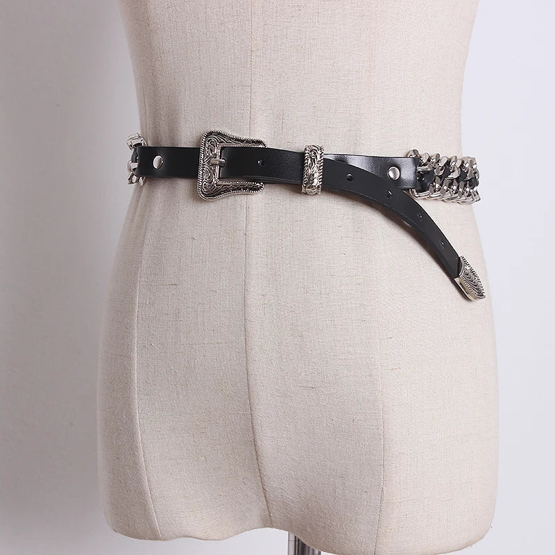 Trendy Gold Metal Decorative Waist Chain Belt for Women