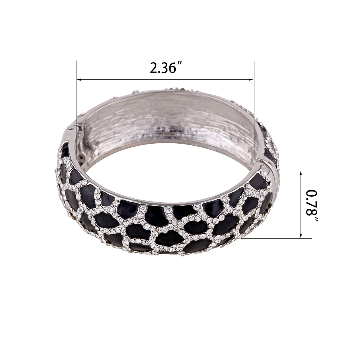 Colorful Enameled Rhinestone Statement Bangle Bracelet for Women