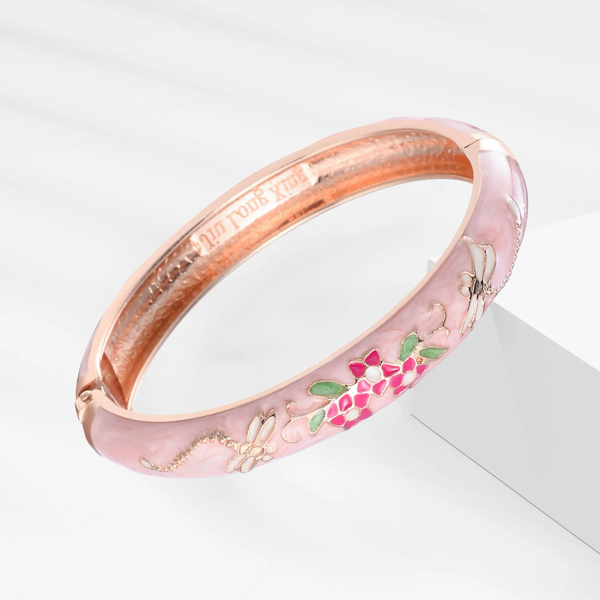Floral Enamel Bangle Bracelet