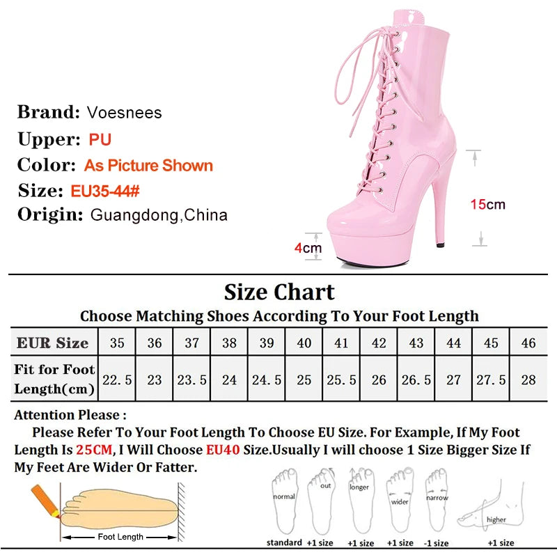 Sexy Pole Dance Ankle Boots With Platform Heels for Women