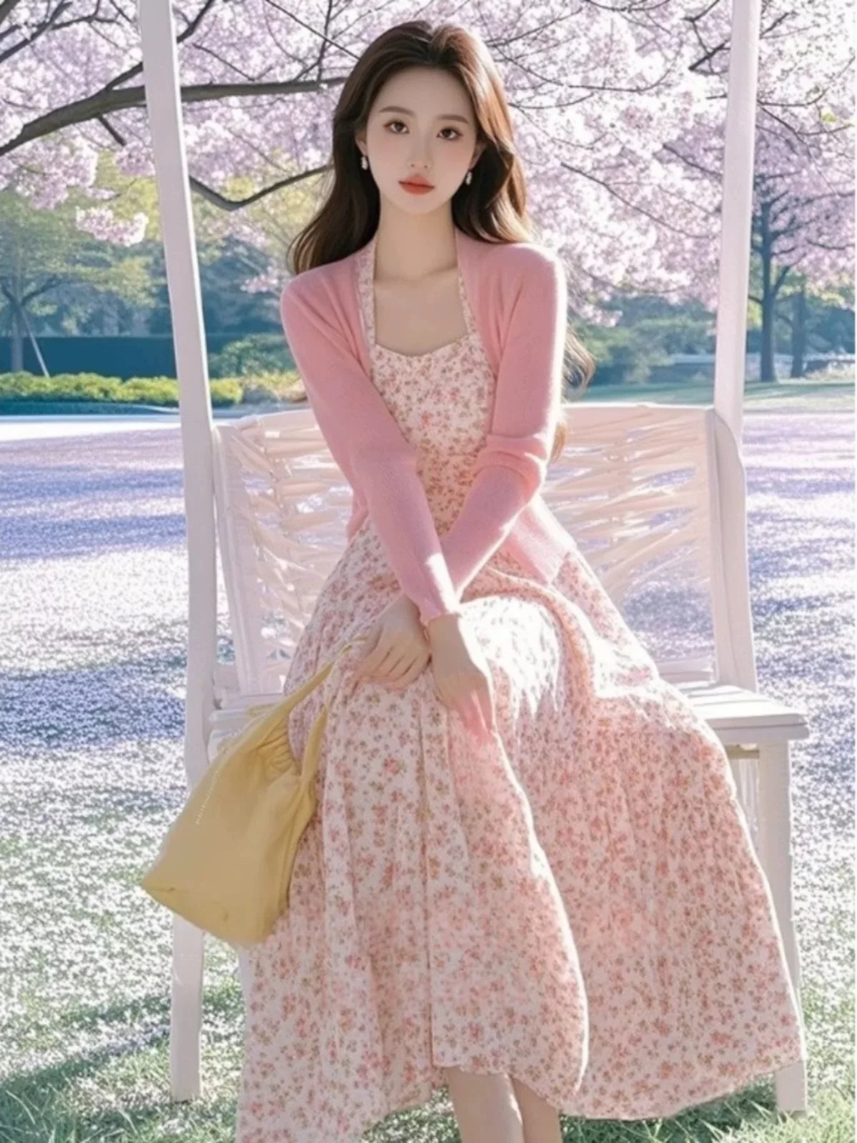 Two Piece Floral Knit Cardigan Set