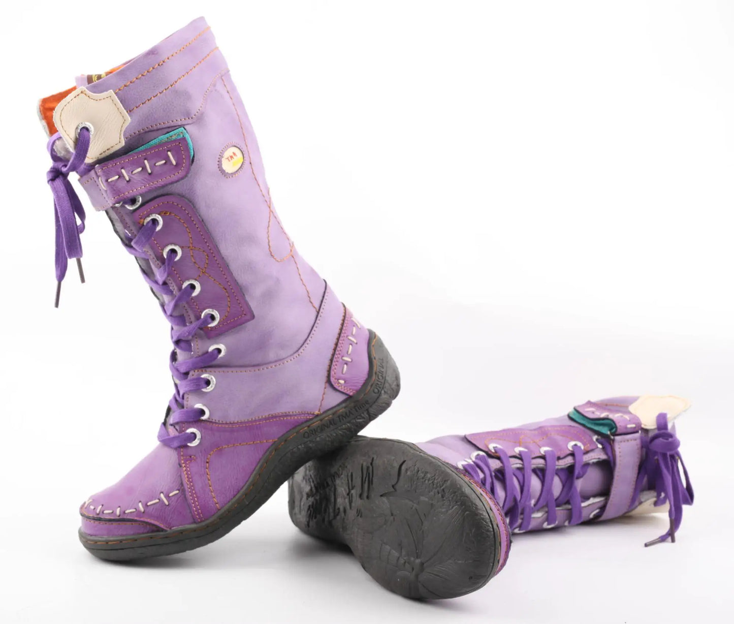 Hand Stitched Leather Mid Calf Boots