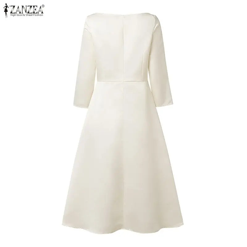 Satin Boatneck Midi Dress
