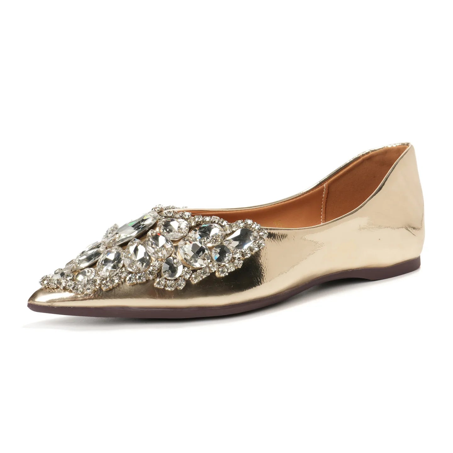 Elegant Patent Leather Rhinestone Ballet Flats for Women