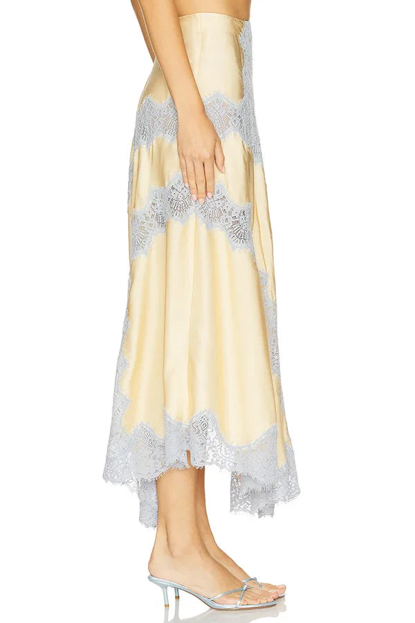 See-Through Lace Patchwork Two Piece Set for Women