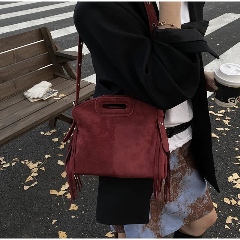 Luxury Tassel Lady Clutch With Adjust Shoulder Strap Large Capacity Shoulder Crossbody Bag Korean Fashion Versatile Dumpling Bag
