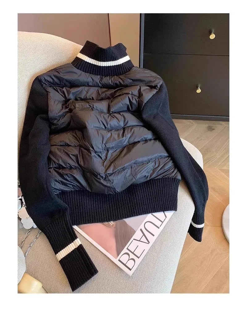 Color Block Knit Down Jacket