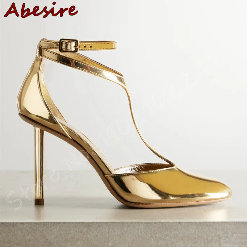Elegant Crystal Buckle Strap Stiletto Pumps for Women