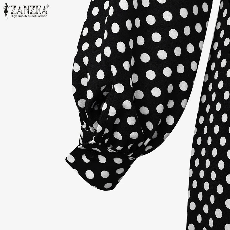 ZANZEA Bohemian Printed Vestidos 2024 Women Turtleneck Dresses Casual Zipper Mini Sundress Fashion Lantern Long Sleeve Robe
