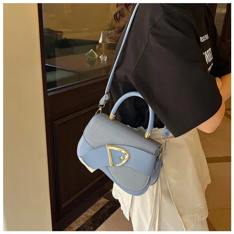 Women's Elegant Minimalist Shoulder Bag Golden-Tone Hardware Adjustable Strap Formal Purse Durable Handbag Fashionable Tote