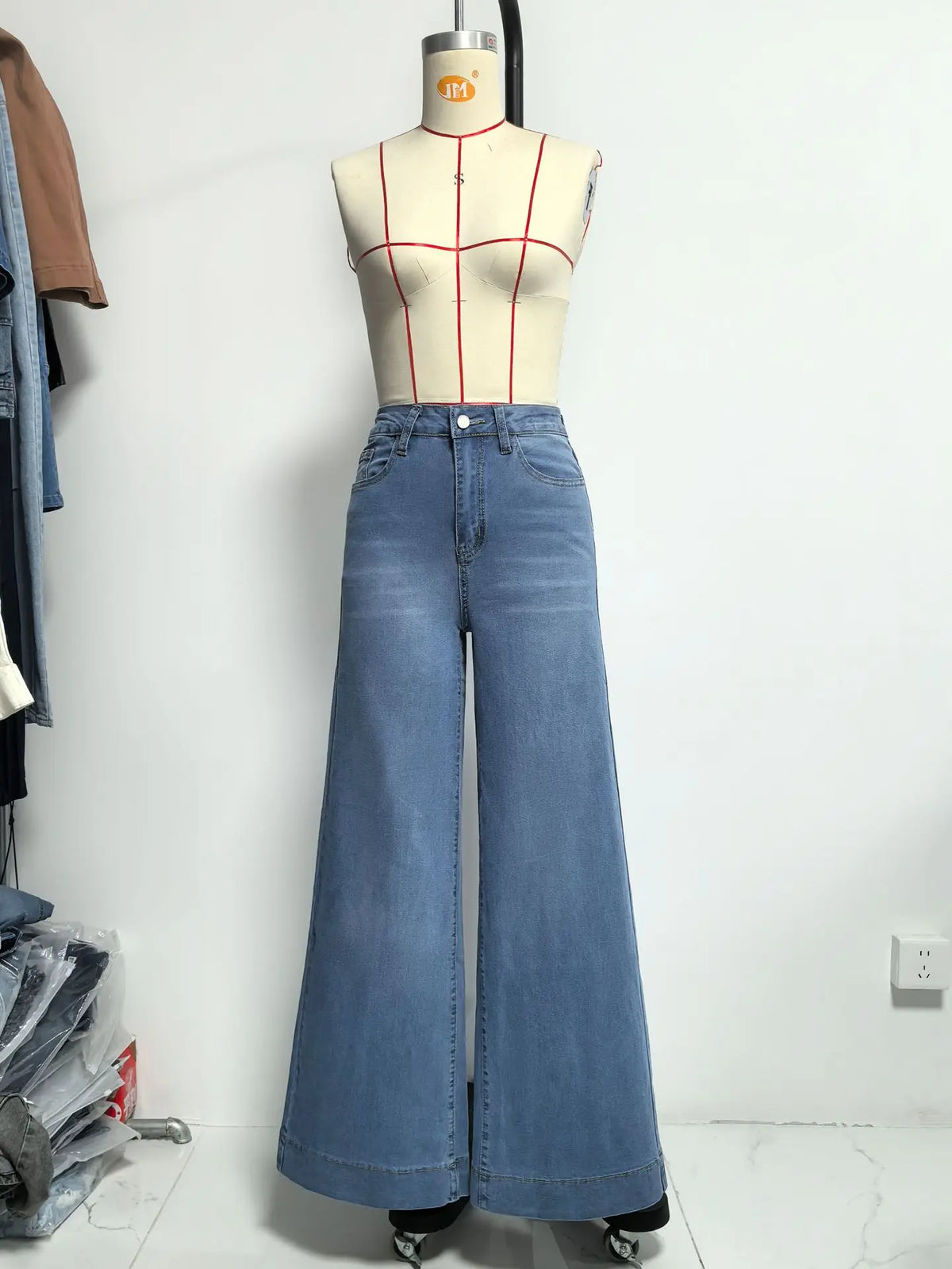 Distressed High Waist Wide Leg Jeans